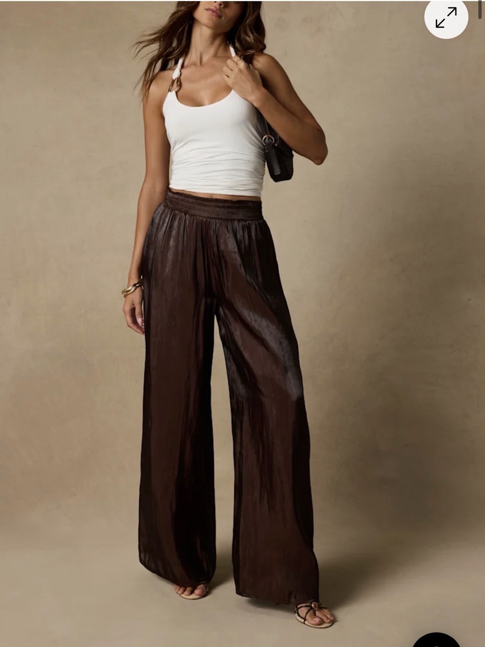 Lulu's Chocolate Brown Wide-Leg Satin Pants